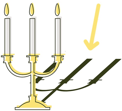 sombra vela en candelabro