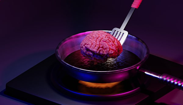 cocinando sesos en sartén